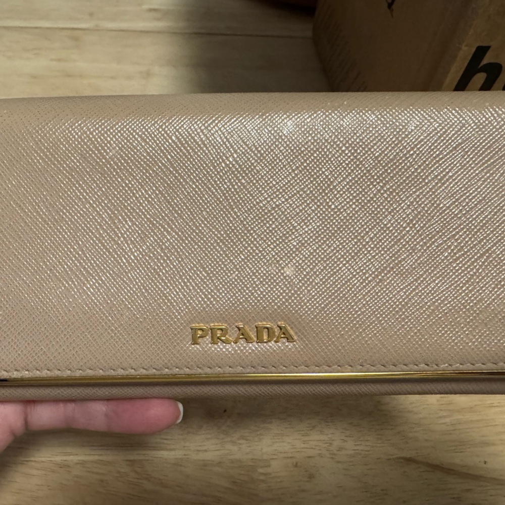 Prada Taupe Saffiano Leather Wallet